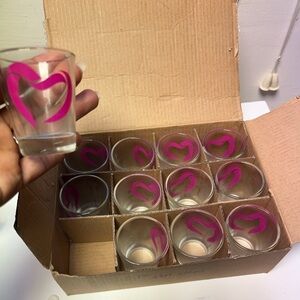 Pink Heart Shot Glasses - Set of 12